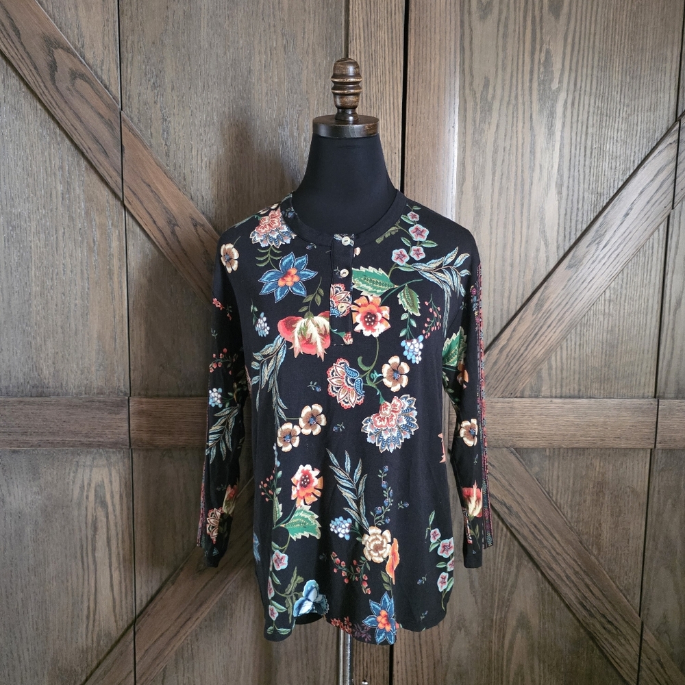 Johnny Was Floral Jersey Henley